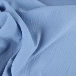 Tissu Double gaze coton Coloris Bleu Baltique - OEKO TEX