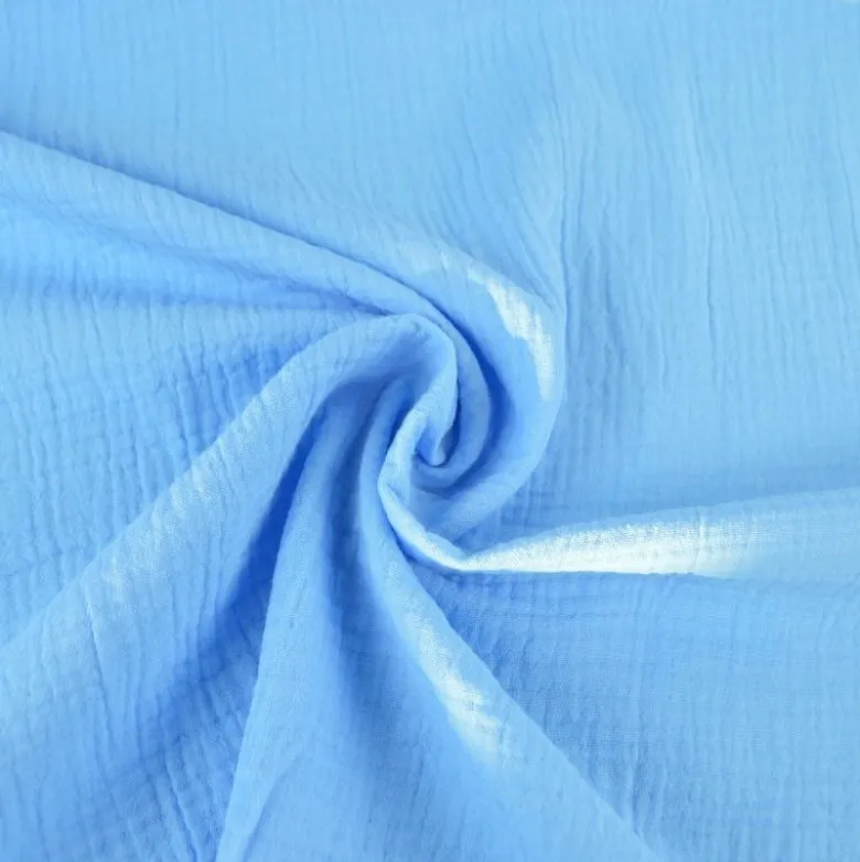 Tissu Double gaze coton Coloris Bleu riviera - OEKO TEX
