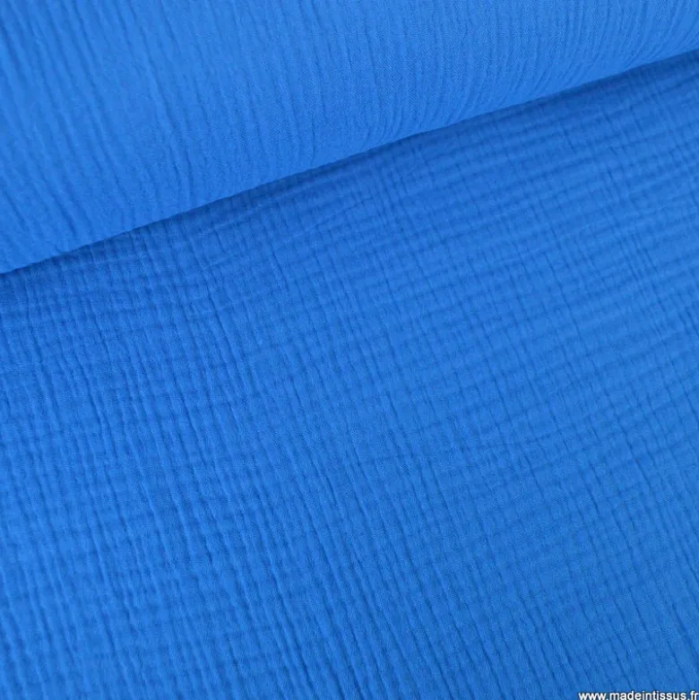Tissu Double gaze coton Coloris bleu outremer - OEKO TEX