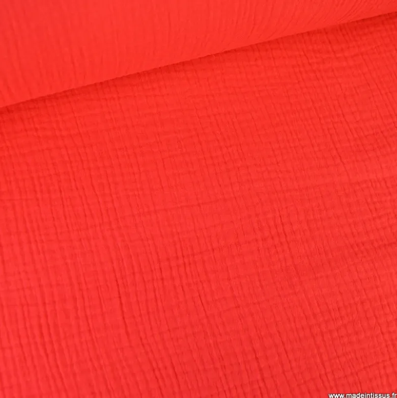 Tissu Double gaze coton Coloris Cerise - OEKO TEX