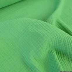 Tissu Double gaze coton Coloris Vert basilic - OEKO TEX