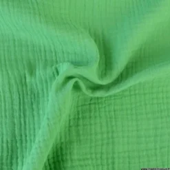 Tissu Double gaze coton Coloris Vert basilic - OEKO TEX