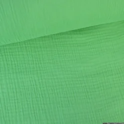 Tissu Double gaze coton Coloris Vert basilic - OEKO TEX