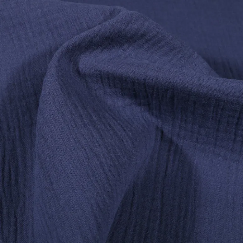 Tissu Double gaze coton Coloris bleu Indigo - OEKO TEX
