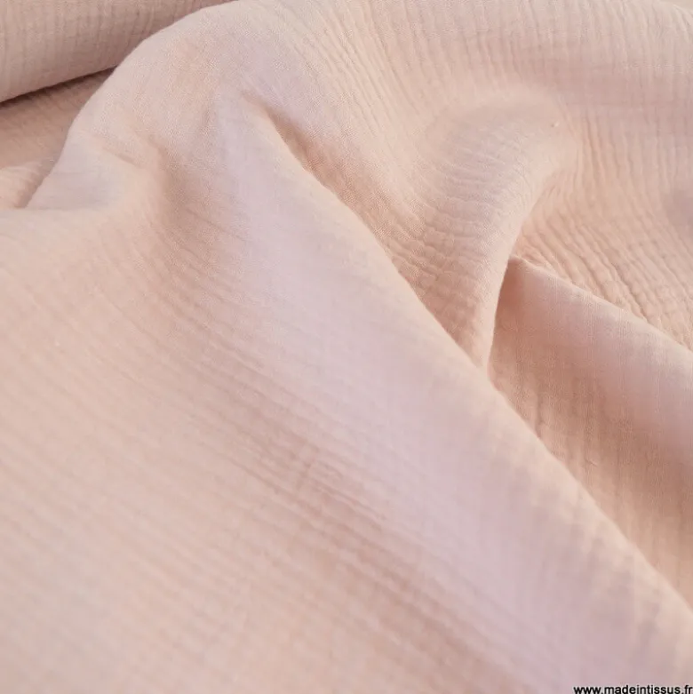 Tissu Double gaze coton Coloris Pétale - OEKO TEX