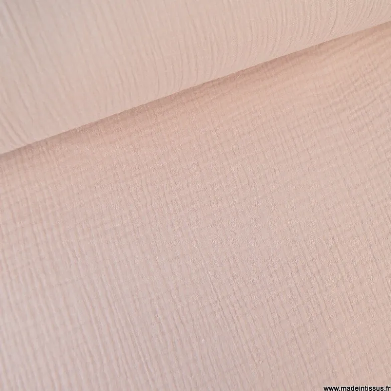 Tissu Double gaze coton Coloris Pétale - OEKO TEX