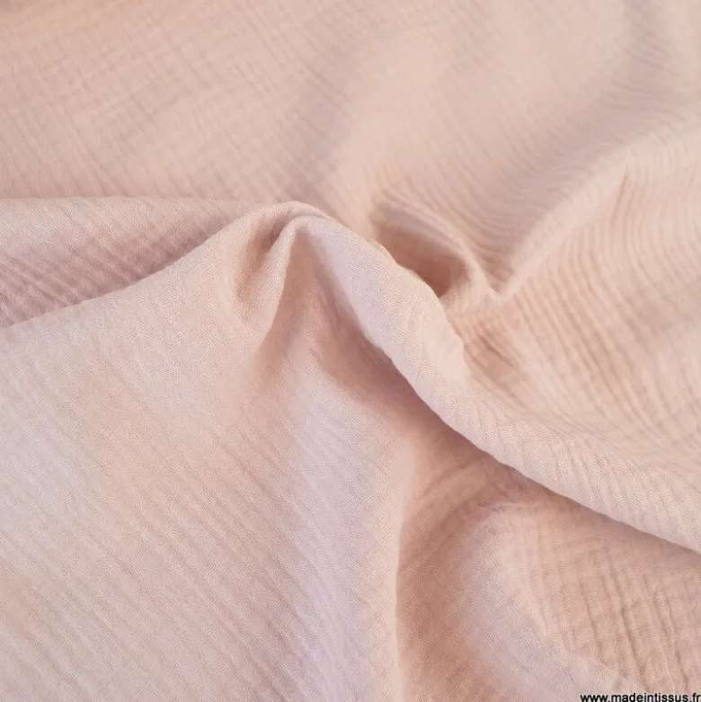 Tissu Double gaze coton Coloris Pétale - OEKO TEX