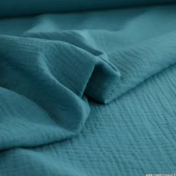 Tissu Double gaze coton Coloris paon - OEKO TEX