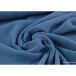 Tissu Double gaze 100% coton denim foncé - OEKO TEX