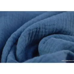 Tissu Double gaze 100% coton denim foncé - OEKO TEX