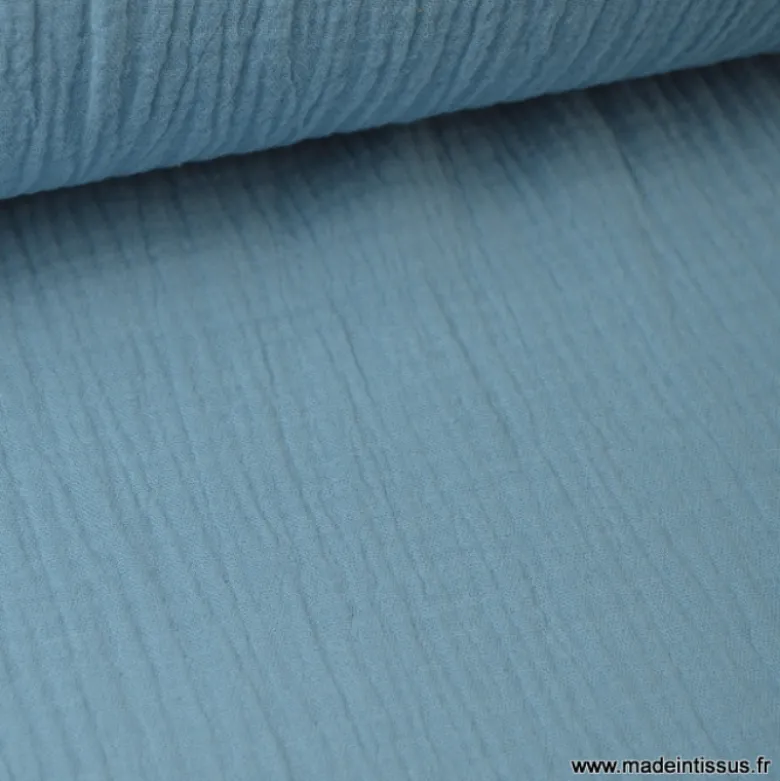 Tissu Double gaze 100% coton denim clair - OEKO TEX