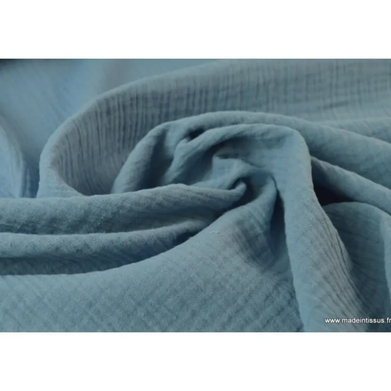 Tissu Double gaze 100% coton denim clair - OEKO TEX