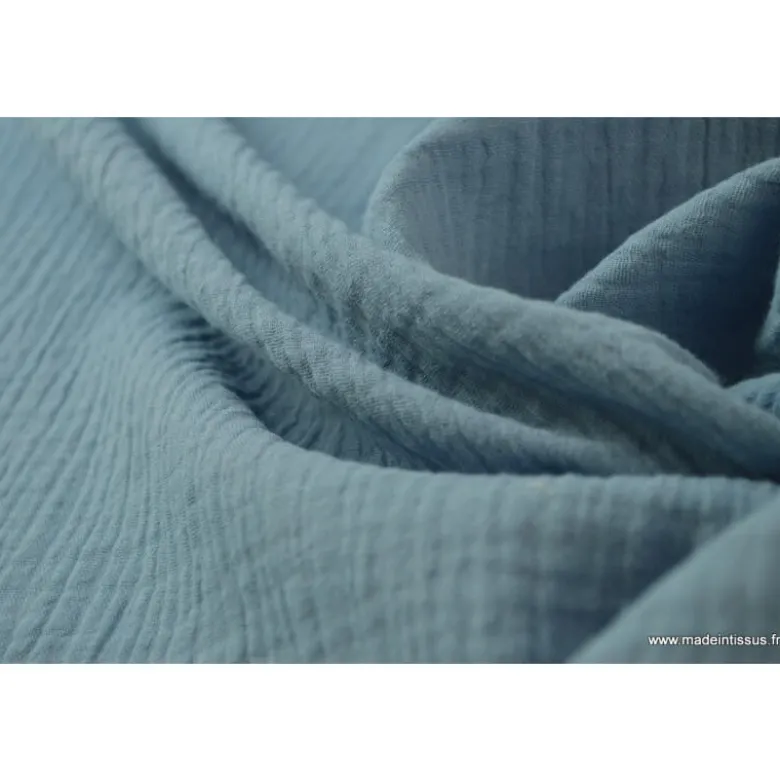 Tissu Double gaze 100% coton denim clair - OEKO TEX