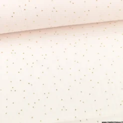 Tissu Double gaze coton Glitter à pois or coloris rose morganite - OEKO TEX
