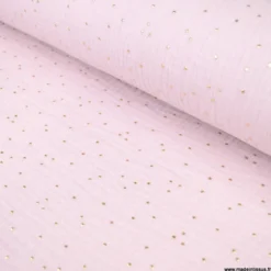 Tissu Double gaze coton Glitter à pois or coloris Pétale - OEKO TEX