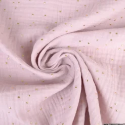 Tissu Double gaze coton Glitter à pois or coloris Pétale - OEKO TEX