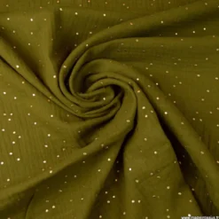 Tissu Double gaze coton Glitter à pois or coloris Bronze - OEKO TEX