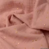 Tissu Double gaze coton Glitter à pois or coloris Rose Thé - OEKO TEX
