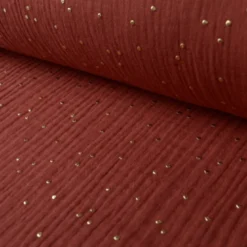 Tissu Double gaze coton Glitter à pois OR coloris Tomette - OEKO TEX