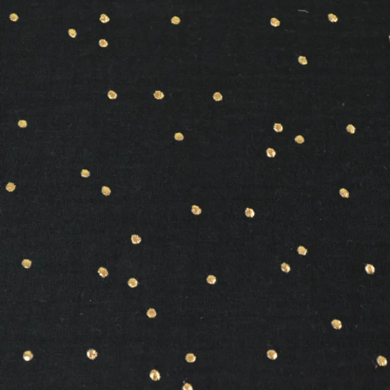 Tissu Double gaze coton Glitter à pois OR coloris NOIR - OEKO TEX
