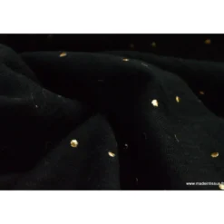 Tissu Double gaze coton Glitter à pois OR coloris NOIR - OEKO TEX
