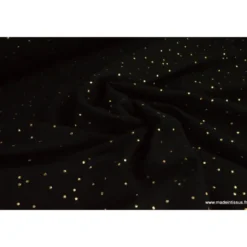 Tissu Double gaze coton Glitter à pois OR coloris NOIR - OEKO TEX