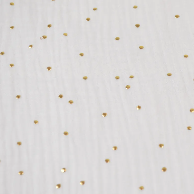 Tissu Double gaze coton Glitter à pois OR coloris BLANC - OEKO TEX