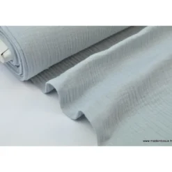 Tissu Double gaze coton Gris - OEKO TEX