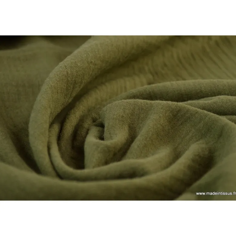 Tissu Double gaze coton kaki