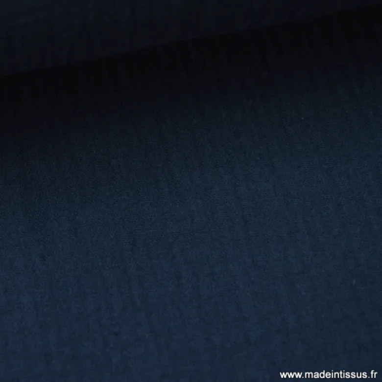 Tissu Double gaze coton marine - OEKO TEX