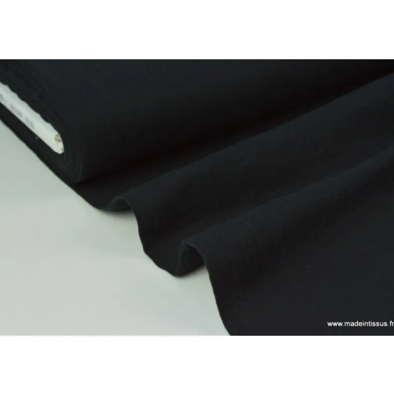 Tissu Double gaze coton noir - OEKO TEX