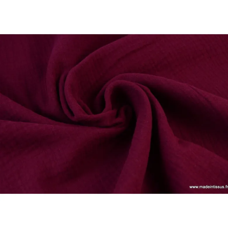 Tissu Double gaze coton prune - OEKO TEX