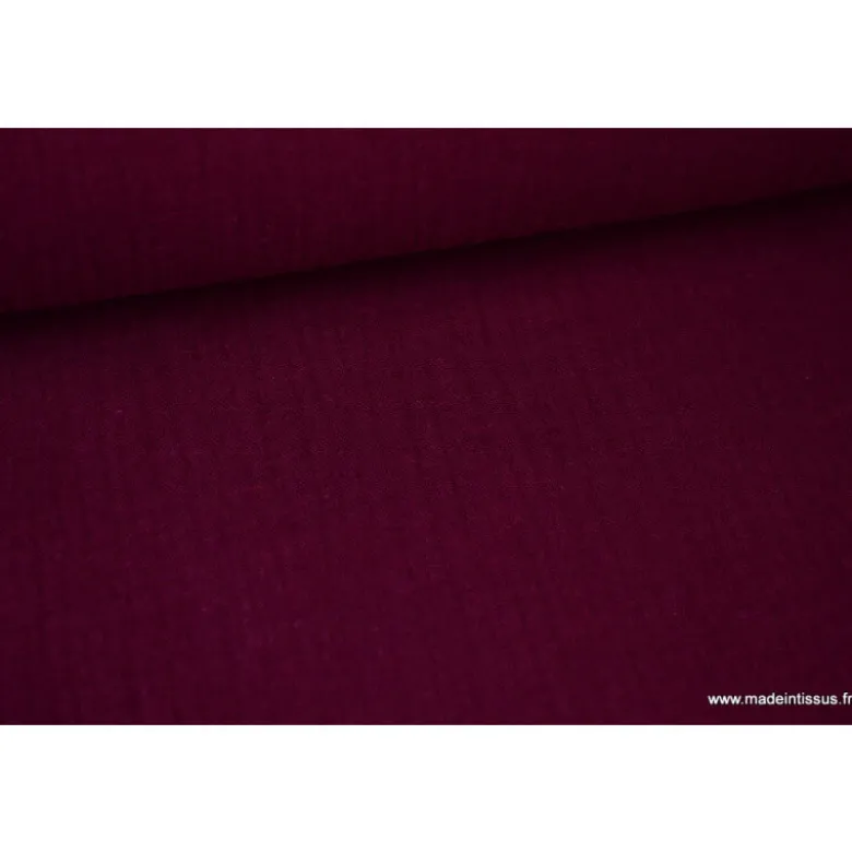 Tissu Double gaze coton prune - OEKO TEX