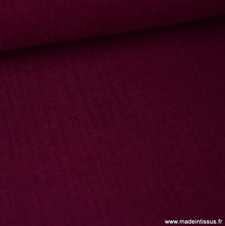 Tissu Double gaze coton prune - OEKO TEX