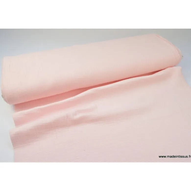 Tissu Double gaze coton Rose - OEKO TEX