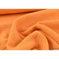 Tissu Double gaze coton safran - OEKO TEX