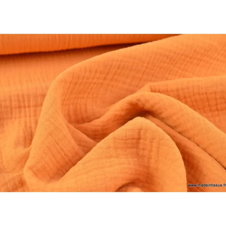 Tissu Double gaze coton safran - OEKO TEX