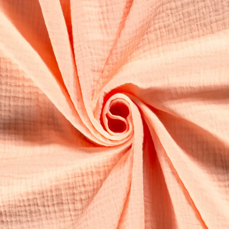 Tissu Double gaze coton saumon - OEKO TEX