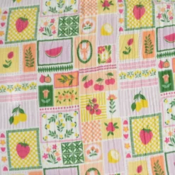 Tissu Double gaze coton Solea Parme fond blanc - OEKO TEX
