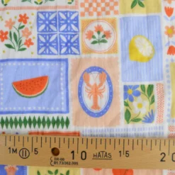 Tissu Double gaze coton Solea Bleu fond blanc - OEKO TEX