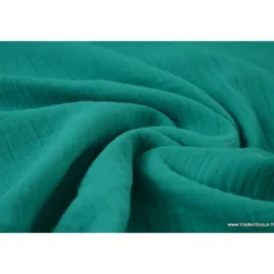 Tissu Double gaze 100% coton Turquoise emeraude - OEKO TEX