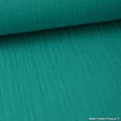 Tissu Double gaze 100% coton Turquoise emeraude - OEKO TEX