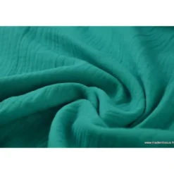 Tissu Double gaze 100% coton Turquoise emeraude - OEKO TEX