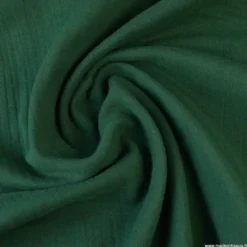 Tissu Double gaze coton vert bouteille - OEKO TEX