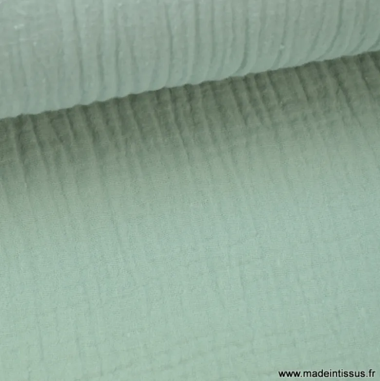 Tissu Double gaze coton vert menthe - OEKO TEX