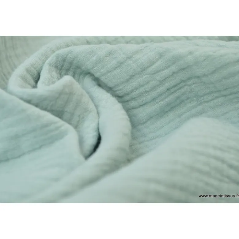 Tissu Double gaze coton vert menthe - OEKO TEX