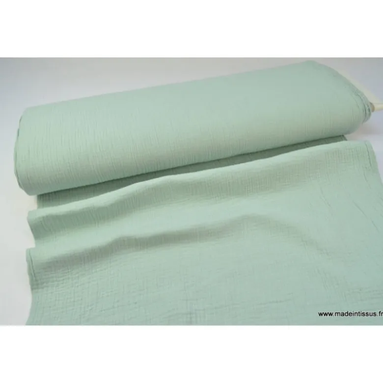 Tissu Double gaze coton vert menthe - OEKO TEX