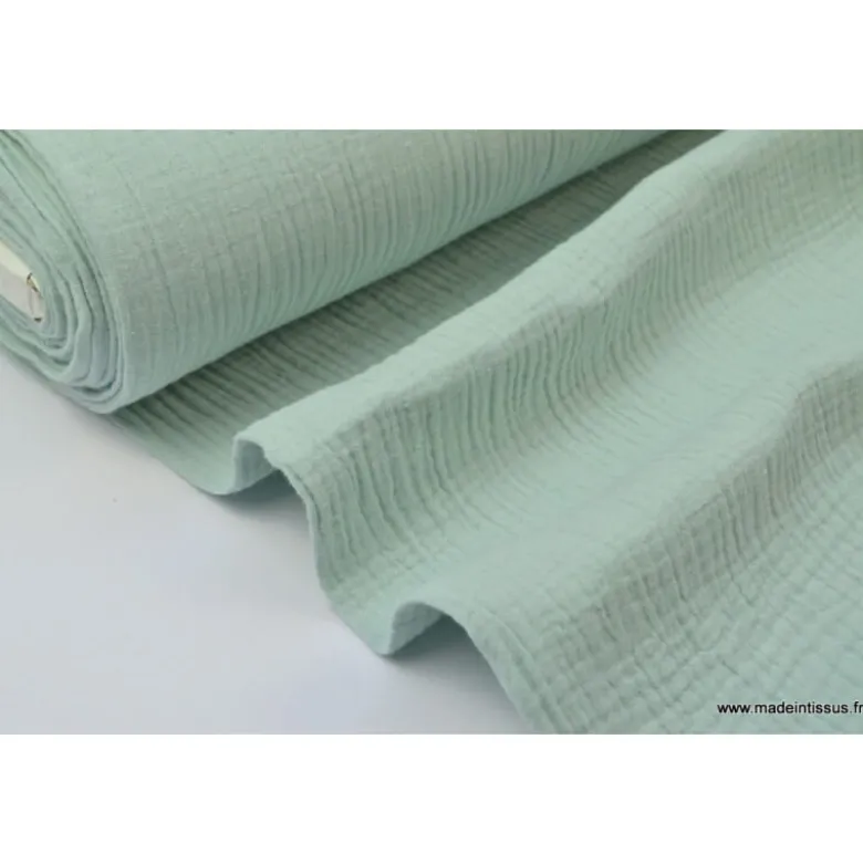 Tissu Double gaze coton vert menthe - OEKO TEX