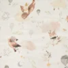 Tissu double gaze de coton Alya Oeko-Tex animaux & nuages fond blanc