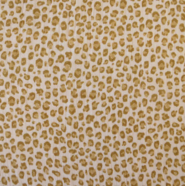Tissu double gaze de coton Balzac motif Léopard fond beige rosé